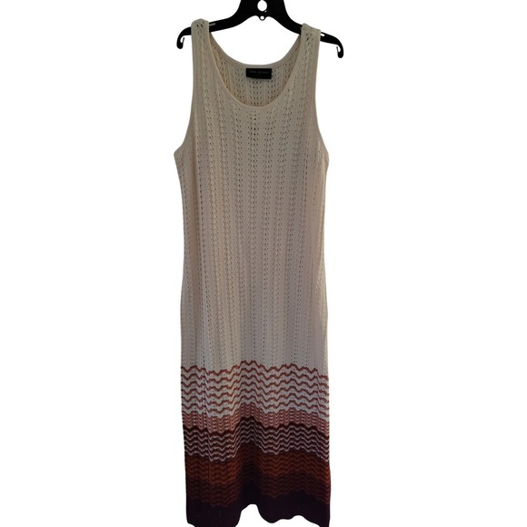 Lane Bryant Cream Crochet Knit Maxi Dress Chevron Ombre Size 14-16 1X #13 - Picture 1 of 7